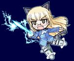  animal_ears bad_id bad_pixiv_id blonde_hair cat_ears electricity glasses long_hair lowres pantyhose perrine_h_clostermann pixel_art solo strike_witches striker_unit sword tail weapon world_witches_series yk-ts 
