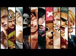  6+boys black_hair blonde_hair blue_hair brook brown_eyes cigarette column_lineup franky green_eyes green_hair hat lack monkey_d_luffy multiple_boys multiple_girls nami_(one_piece) nefertari_vivi nico_robin one_piece pink_hat realistic reindeer roronoa_zoro sanji scar skull slingshot straw_hat sunglasses tattoo tony_tony_chopper usopp 