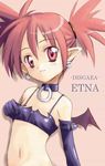  artist_request bat_wings blush choker demon_girl disgaea earrings elbow_gloves etna flat_chest gloves jewelry pointy_ears red_eyes red_hair solo twintails wings 