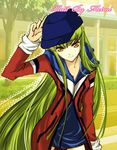  c.c. casual code_geass green_hair hat long_hair meimi_k solo watermark yellow_eyes 