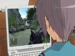  computer crysis gelbooru_ftw girls_playing_games lavender_hair lowres most_badass_picture_ever nagato_yuki parody playing_games suzumiya_haruhi_no_yuuutsu 