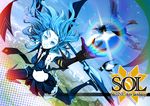  bird blue_eyes blue_hair elbow_gloves falling feathers gloves hatsune_miku kanipanda long_hair necktie skirt sky smile solo thighhighs vocaloid zettai_ryouiki 