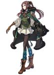  boots brown_hair cloak cross-laced_footwear drag-on_dragoon drag-on_dragoon_3 earrings four_(drag-on_dragoon) fujisaka_kimihiko full_body gauntlets goggles green_eyes jewelry official_art ponytail transparent_background 