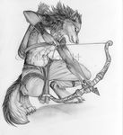  2014 anthro arrow bow canine fur graphite hair hunter male mammal palelady snarling solo tribal warrior wolf 