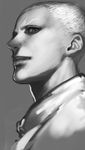  buzz_cut eyebrows greyscale jojo_no_kimyou_na_bouken male_focus miruru_souya monochrome solo sports_max stone_ocean thick_eyebrows 