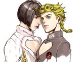  black_hair blonde_hair bob_cut brown_eyes bruno_buccellati giorno_giovanna green_eyes jojo_no_kimyou_na_bouken male_focus miruru_souya multiple_boys 