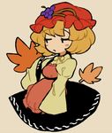  aki_minoriko akiyoku blush food fruit grapes hat leaf long_sleeves orange_hair short_hair simple_background solo touhou 