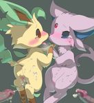  anus blush butt censored cum cum_in_pussy cum_inside cum_on_body cumshot eeveelution espeon female feral human humanoid_penis interspecies konzaburou leafeon male mammal nintendo orgasm penis plain_background pok&eacute;mon pok&eacute;philia saliva straight tears tongue tongue_out video_games 