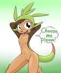  anthro areola brown_fur chespin female fur grey_eyes looking_at_viewer nintendo nipples pok&eacute;mon solo text theoretical_chaos video_games 