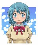  :d animated animated_gif blue_eyes blue_hair bouncing_breasts breasts domoge emofuri hair_ornament hairclip huge_filesize mahou_shoujo_madoka_magica md5_mismatch medium_breasts miki_sayaka open_mouth school_uniform short_hair smile solo ugoira 