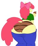  alpha_channel amber_eyes anthro apple_bloom_(mlp) back_turned bow candy chocolate clothed clothing eating equine female friendship_is_magic fur hair hooves horse long_hair looking_at_viewer looking_back mammal my_little_pony panties pony presenting red_hair sheela solo underwear yellow_fur young 