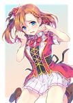  bad_id bad_pixiv_id blue_eyes blush bokura_no_live_kimi_to_no_life boots bow braid brown_hair crying crying_with_eyes_open flower hair_bow hair_flower hair_ornament hair_ribbon knee_boots kneehighs kousaka_honoka love_live! love_live!_school_idol_project natsu_natsuna one_side_up open_mouth ribbon side_braid skirt solo tears wavy_mouth 
