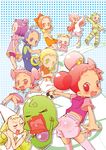  asuka_momoko blonde_hair blush fujiwara_hazuki glasses harukaze_doremi highres lala_(ojamajo_doremi) long_hair majorika makihatayama_hana multiple_girls namabanana ojamajo_doremi open_mouth segawa_onpu senoo_aiko smile twintails 