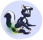  2014 anthro backsash black_nose blue_eyes blush clothing cute diaper f&aelig;ces fart feces fur hair looking_at_viewer lying male mammal pawpads paws peeing plain_background pooping scat skunk solo spread_legs spreading urine watersports white_background 