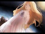  arms_behind_back blonde_hair blue_eyes dress dutch_angle floating_hair letterboxed lonelyethyl long_hair looking_at_viewer marnie omoide_no_marnie ribbon solo white_dress 