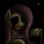  2014 amnesia:the_dark_descent black_eyes blood chain collar crossover equine female fluttershy_(mlp) friendship_is_magic fur hair horse mammal my_little_pony nightmare_fuel open_mouth pink_hair pony thunder_chaser tongue yellow_fur 
