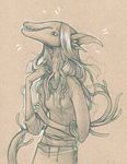  2014 adessa female monster necklace nervous savannah_horrocks sketch solo unknown_species 