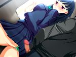  1boy 1girl against_glass ass blue_hair blush buttjob censored chikan chikan_senyou_sharyou frill green_panties koizumi_amane long_hair looking_back panties penis purple_eyes school_uniform source_request takatou_mizuki train train_interior underwear 