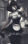  2014 anthro female iskra legwear maids_outfit mammal marsupial smile solo stockings wallaby 
