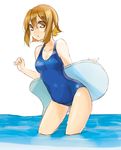  brown_eyes brown_hair haruna_mahiru highres k-on! kickboard one-piece_swimsuit school_swimsuit sketch swimsuit tainaka_ritsu 