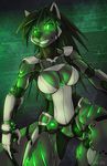  canine female glowing glowing_eyes green_eyes machine mammal mechanical robot smile strype 