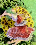  ascot barefoot flower frilled_skirt frills green_hair jj_(ssspulse) kazami_yuuka leaf plaid plaid_skirt plaid_vest puffy_short_sleeves puffy_sleeves red_eyes short_hair short_sleeves skirt sunflower touhou vest 