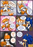  anthro anus balls blue_eyes blush canine comic cub dialog duo english_text female fox male mammal miles_prower multiple_tails nude open_mouth parent penis raianonzika sega smile sonic_(series) sonic_the_hedgehog straight sweat text young 