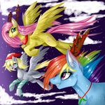  2014 derpy_hooves_(mlp) equine female feral fluttershy_(mlp) friendship_is_magic horse mammal my_little_pony pegasus rainbow_dash_(mlp) santagiera wings 