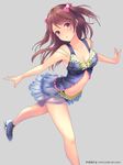  bow breasts brown_eyes brown_hair cleavage hair_bow hair_ornament ice_skates ilog long_hair medium_breasts navel no_socks occhan_(11715) official_art parted_lips skates solo suminaka_kaori two_side_up 