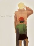  2boys alfred_izuruha baseball_cap bernard_wiseman blonde_hair child gundam gundam_0080 hat multiple_boys salute 