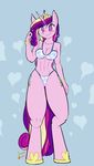  2014 anthro anthrofied blush bra bracelet breasts cleavage clothed clothing crown cutie_mark equine female friendship_is_magic gold hair horn jewelry mammal multi-colored_hair my_little_pony navel panties princess_cadance_(mlp) sammy-upvotes solo underwear winged_unicorn wings 
