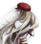  bad_id bad_pixiv_id from_behind hat hunter_x_hunter kite_(hunter_x_hunter) long_hair male_focus solo thegodsrequiem upper_body very_long_hair white_background 