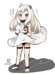  ahoge anklet bad_id bad_pixiv_id barefoot black_panties breast_padding horns jewelry kantai_collection long_hair mittens monster nekobaka northern_ocean_hime pale_skin panties red_eyes shinkaisei-kan solo translated underwear white_hair 