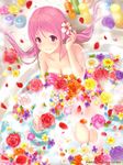  bath breasts candle censored cleavage convenient_censoring flower hair_flower hair_ornament ilog long_hair looking_at_viewer medium_breasts nude occhan_(11715) official_art pink_eyes pink_hair rose sakuragi_kokoro smile solo 