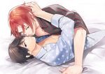  black_hair blue_eyes free! male_focus matsuoka_rin megumi-square multiple_boys nanase_haruka_(free!) nipple_slip nipples pajamas red_eyes red_hair yaoi 