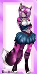  2014 anthro bunnybuns canine clothing corset female fox fur gradiewoof legwear mammal pink_fur selene_(boha) skirt solo stockings 