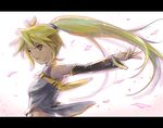  akita_neru antenna_hair blonde_hair breasts detached_sleeves long_hair necktie petals ponytail saturn-freak small_breasts vocaloid yellow_eyes yellow_neckwear 