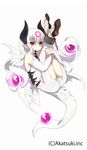  ass dennou_pandemic dragon_girl highres horns leg_hug looking_at_viewer miyoshino orb original pointy_ears purple_eyes simple_background solo tail white_background white_hair wings 