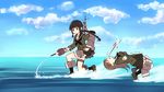  black_hair blood blush braid brown_hair cloud cloudy_sky day female_pervert kantai_collection kitakami_(kantai_collection) kneehighs korisei loafers long_hair mecha_musume multiple_girls no_eyes nosebleed ooi_(kantai_collection) outdoors peeping pervert school_uniform serafuku shoes skirt sky trembling upskirt water waterskiing_(meme) yuri 