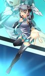  aburai_yui blue_eyes cosplay elbow_gloves gloves hatsune_miku hatsune_miku_(cosplay) head_wings melia necktie silver_hair solo thighhighs vocaloid xenoblade_(series) xenoblade_1 