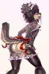  blush bow_tie butt canine clothed clothing crossdressing cum cum_in_ass cum_in_mouth cum_inside gay girly legwear maid_uniform male mammal monamoo plain_background presenting presenting_hindquarters smile stockings white_background wolf 