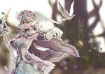  bad_id bad_pixiv_id beco bird blue_eyes cape dove elbow_gloves gloves hat head_wings melia silver_hair solo staff xenoblade_(series) xenoblade_1 