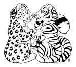  2013 ambiguous_gender chibi cuddling cute feline frionil kuraihan leopard licking mammal shinigamigirl snow_leopard spots stripes tiger tongue white_tiger 