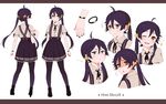  ;d bad_id bad_pixiv_id black_hair bracelet character_name character_sheet commentary eventh7 highres himi_sfercell_(eventh7) jewelry long_hair low_twintails mole mole_under_eye multiple_views nail_polish one_eye_closed open_mouth original pantyhose ribbon-trimmed_sleeves ribbon_trim shoes smile twintails yellow_eyes 