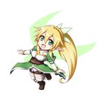  blonde_hair boots chibi green_eyes green_wings highres kuena leafa long_hair pointy_ears ponytail solo sword_art_online wings 
