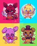  avian bear bird bonnie_(fnaf) bow canine chica_(fnaf) duck eye_patch eyewear female five_nights_at_freddy&#039;s food fork fox foxy_(fnaf) freddy_(fnaf) hat hook knife lagomorph male mammal rabbit witchpaws 