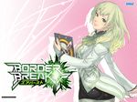  border_break breasts fiona_(border_break) green_eyes green_hair highres kazama_raita large_breasts long_hair skirt solo 