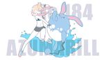  azumarill bad_id bad_pixiv_id blue_eyes gen_2_pokemon kasumi_(pokemon) one_eye_closed orange_hair pokemon pokemon_(creature) side_ponytail sora_tokumo swimsuit towel water 