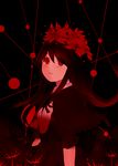  akemi_homura black_hair crying crying_with_eyes_open dress flower funeral_dress hair_flower hair_ornament long_hair looking_at_viewer mahou_shoujo_madoka_magica mahou_shoujo_madoka_magica_movie red_eyes solo spider_lily spoilers tears 