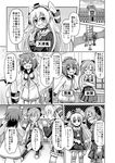  akigumo_(kantai_collection) amatsukaze_(kantai_collection) check_translation comic commentary dress greyscale hair_ornament kantai_collection long_hair monochrome multiple_girls nichika_(nitikapo) pleated_skirt sailor_dress school_uniform serafuku shaded_face short_hair skirt translation_request twintails two_side_up yukikaze_(kantai_collection) 